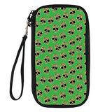 Bigcardesigns Passport Purse Skull Print Green Travel Wallet Document Organizer Holders Pouch