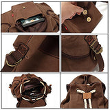 AUGUR Vintage Canvas School Laptop Backpack for Student,Hiking Daypacks (Coffee)