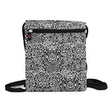 Black Paisley Printed Drawstring Backpack Bag Cute Cool Travel Backpack Boho Gypsy Festival Printed
