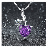 Acxico 925 Sterling Silver Amethyst Zircon Heart Shape Necklace Pendant,1 PC