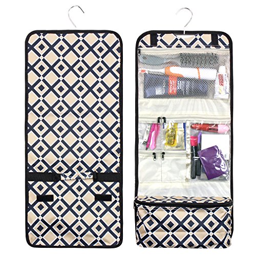 Zodaca Travel Cosmetic Bag, Khaki/Black Times Square