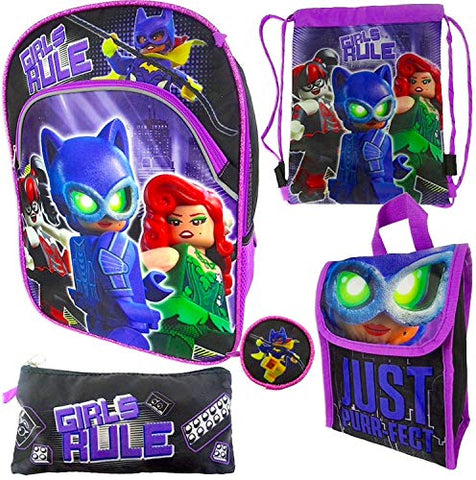The LEGO Batman Movie 5pc "Girls Rule" Backpack Value Set