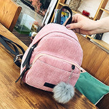 Women Teen Girls Fashion Corduroy Backpack Purse Shoulder Bag Casual School Bag Travel Bag (Free