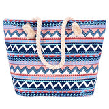 ABage Women's Canvas Tote Aztec Tribal Printed Shopping Travel Beach Shoulder Bag, Blue