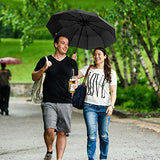 Mirviory Travel Umbrella Windproof with10 Ribs, Auto Open/Close and Wood Handle, Compact Folding
