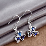 Acxico elegant Shamrock or 3-Leaf Clover Heart Celtic Knot with blue zircon Sterling Silver Hook