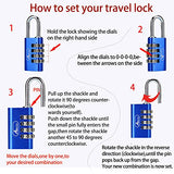 ABRAFOX Padlock, Set Your Own 4 Digit Combination Luggage Lock Blue+purple 2-pack