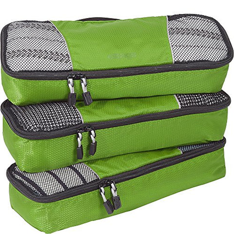 eBags Slim Packing Cubes for Travel - Organizers - 3pc Set - (Grasshopper)