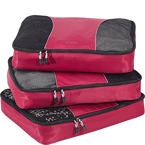 eBags Large Packing Cubes for Travel - 3pc Set - (Raspberry)