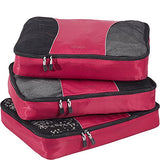 eBags Large Packing Cubes for Travel - 3pc Set - (Raspberry)
