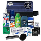 Convenience Kits International Men's Premium 15-Piece Assembled Travel Kit Featuring: Gillette and Barbasol Shave Products