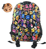 Emoji Funky Black Large Backpack & Cookie Clip Multi-Pack, Book Bag, School Bag