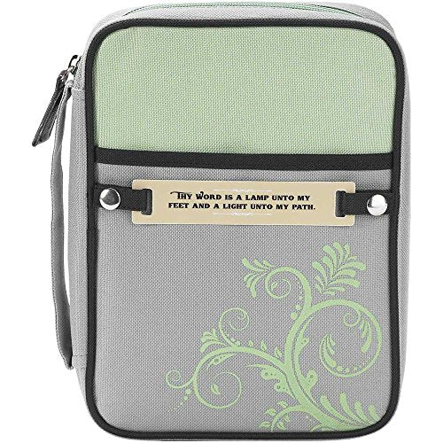 Gray And Green 8 X 11 Inch Reinforced Polyester Bible Cover Case With Handle