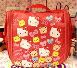 Finex Red Hello Kitty Toiletry Shower Bag With Hanging Hook Cosmetic Make Up Organizer Bag For