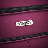 American Tourister Pop Max 3 Piece Luggage Spinner Set 29 Inch, 25 Inch, 21 Inch Berry (115358-1944) Bundle with Luggage Accessory Kit (Neck Pillow, Notepad, Passport Case, Ear Plugs (6 Items))