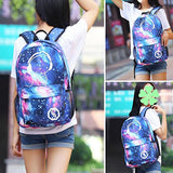 Lmeison Anime Cartoon Luminous Backpack with USB Charging Port and Lock &Pencil Case, Unisex