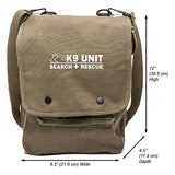 Army Force Gear K9 Search & Rescue Canvas Crossbody Travel Map Bag Case in Olive & White