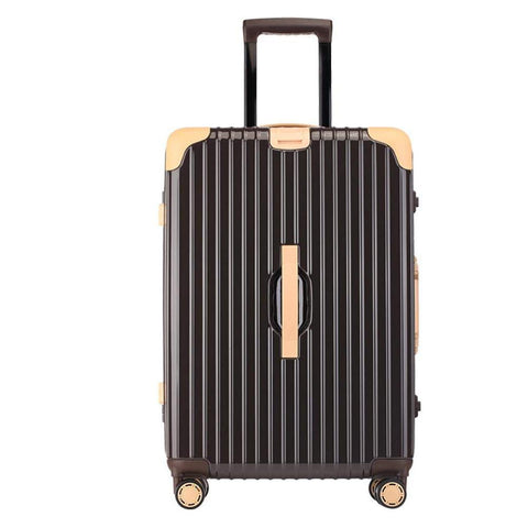 Suitcase, Aluminum Frame Trolley Case, Universal Wheel Luggage Code Suitcase High-Grade Aluminum Frame, Brown, 24 inche