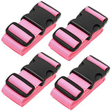 BlueCosto 4x Pink Luggage Straps Belts + 2x Red Suitcase Tags Labels