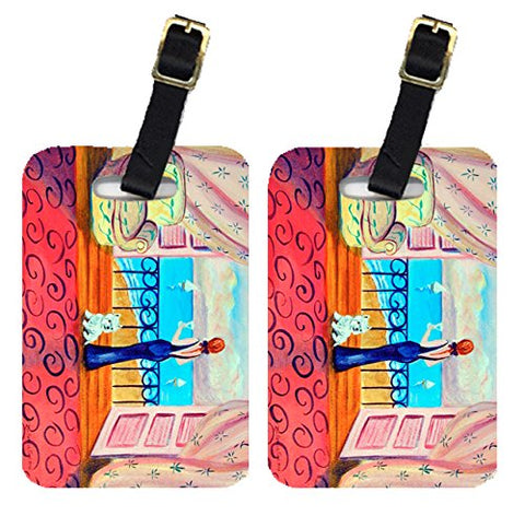 Caroline's Treasures 7125BT Pair of 2 Westie with Mom and a view Luggage Tags, Large, multicolor