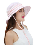 Fakeface Women Hunting Hats 360 Degrees Anti-UV Foldable Wide Brim Visor Summer Sun Hat Cap Lightweight Breathable Hiking Camping Fishing Cycling Bucket Hat Topee UV50+ Pink