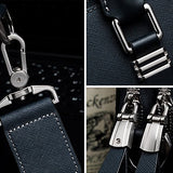 Bostanten Leather Briefcase Shoulder Cross-Body Laptop Business Bag For Men & Women Blue Cross