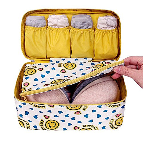 Damara Ladies Travel Bra Underwear Bag Organizers Portable Tidy Cosmetic Pocket,Yellow