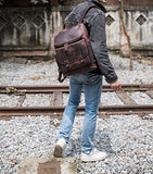 Polare Rustic Full Grain Leather 15.6" Laptop Backpack Travel Bag Schoolbag Adventure Bag