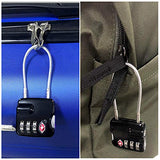 SHOWKOO TSA Approved Luggage Locks, Travel Lock, Re-settable Combination with Alloy Body, Small & Lightweight Cable Locks Black