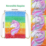 MHJY Unicorn Bag Reversible Sequin Drawstring Bag Sparkly Gym Dance Backpack,Colorful