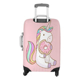 InterestPrint Cute Cartoon Unicorn Eating Donuts Travel Luggage Cover Suitcase Baggage Protector Fits 22"-25" Suitcase