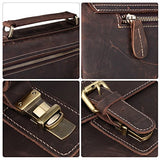 S-Zone Men'S Crazy-Horse Leather Business Briefcase Shoulder Laptop Bag