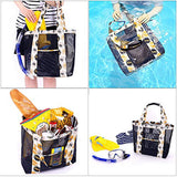 G4Free Fashion Lightweight Mesh Beach Tote Bag, Colorful Tote Shoulder Bag Portable Outdoor Bag 12L
