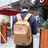 Canvas Backpack,AUGUR Casual Vintage Laptop Backpack, Lightweight School Daypack (Khaki)