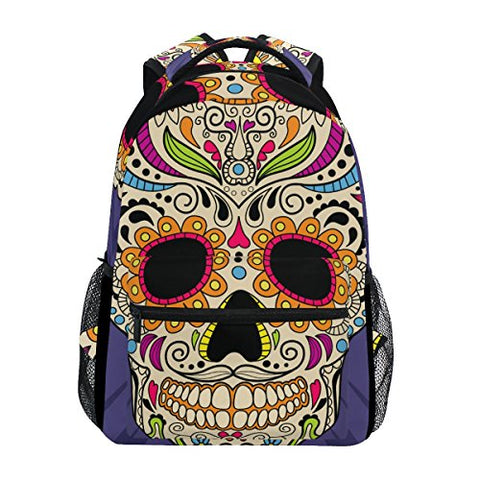 Backpack Travel Paisley Skull School Bookbags Shoulder Laptop Daypack College Bag for Womens Mens