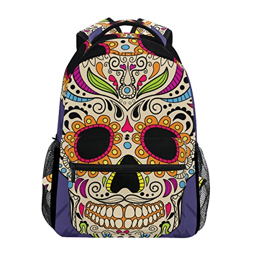Backpack Travel Paisley Skull School Bookbags Shoulder Laptop Daypack College Bag for Womens Mens