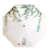 Portable Sun Protection Anti-UV Umbrella 3 Folds Folding Windproof Rainproof Travel Parasol Lightweight Compact Sun Rain Umbrella Manual Open & Close Animal Print Umbrella