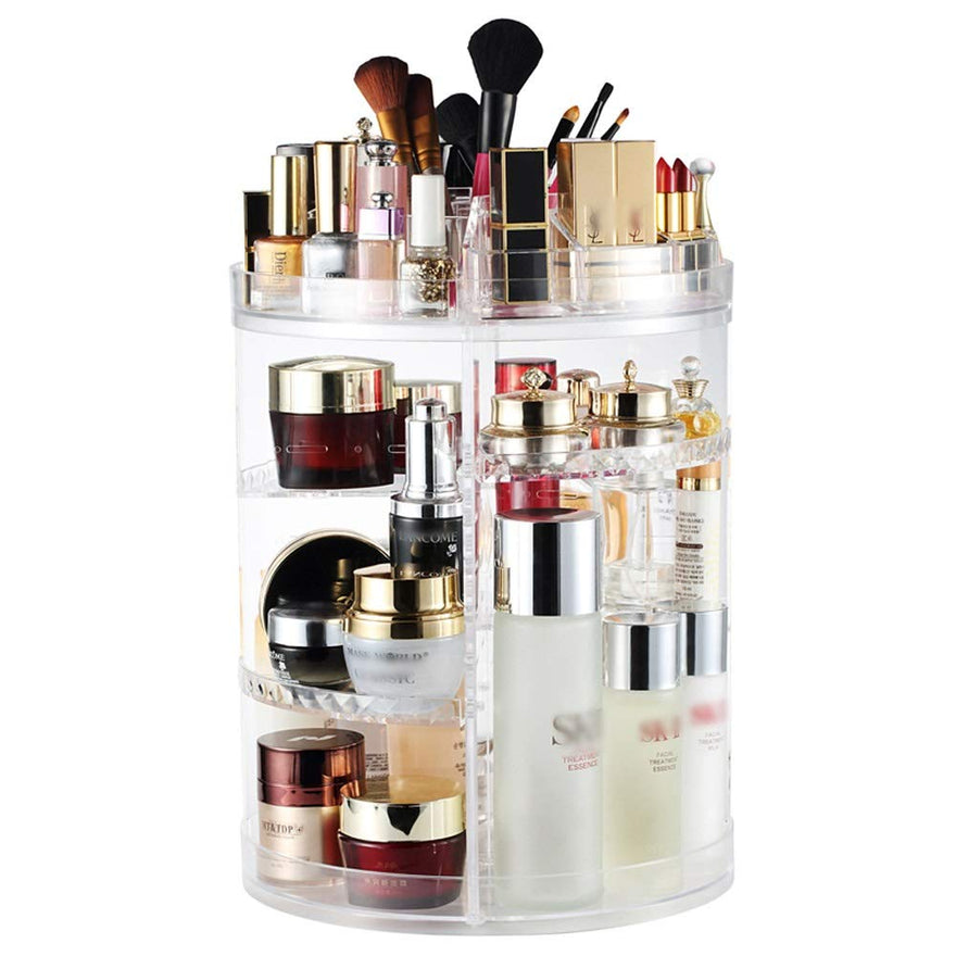 BNSDMM Cosmetic Storage Box Transparent Storage Rack 360 Degree Rotating Desktop Jewelry Storage Box Dressing Table Skin Care Products Rack