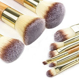 Matto Makeup Brushes 9-Piece Bamboo Handles Makeup Brush Set With Travel Cosmetic Bag