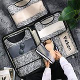 Veken 6 Set Packing Cubes, Travel Luggage Organizers with Laundry Bag & Shoe Bag (Black Leaf)