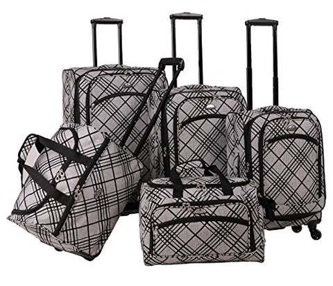 American Flyer Silver Stripes 5-Piece Spinner Luggage Set, Silver, One Size