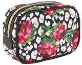 Betsey Johnson Roses Over Cheetah Cub Singular Cosmetic Case, Roses Over Chetah, One Size