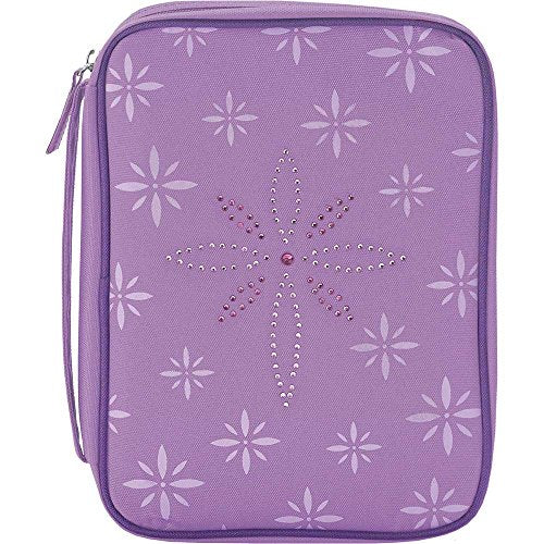 Purple Flower Petals 6.8 x 9.8 inch Reinforced Canvas Bible Cover Case with Handle