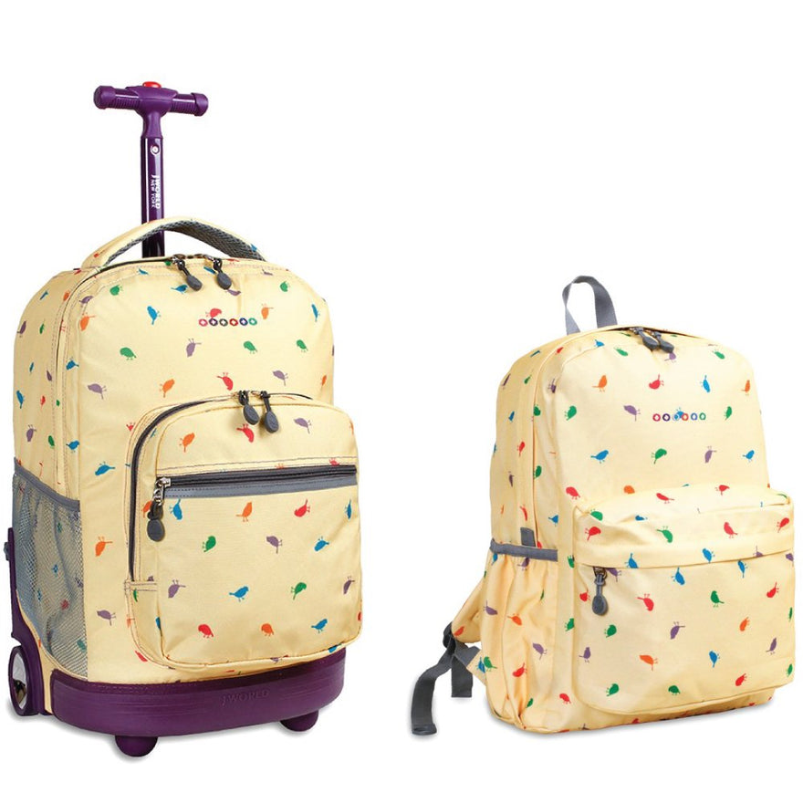 J World New York Sunrise Rolling Backpack & Oz Backpack(Tweet)