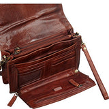 Mancini Leather Goods Buffalo Leather Unisex Bag with Front Organizer (Brown)
