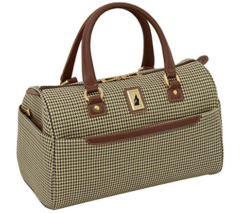 London Fog Cambridge II 16" Classic Satchel, Olive Houndstooth