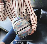 Holographic Laser Leather Backpack For Girls Pink Silver Mini Backpack For Women