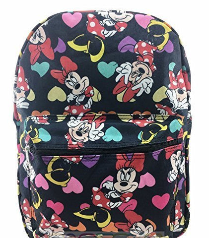 Minnie Mouse Black Allover Print 16" Girls Large School Backpack-black