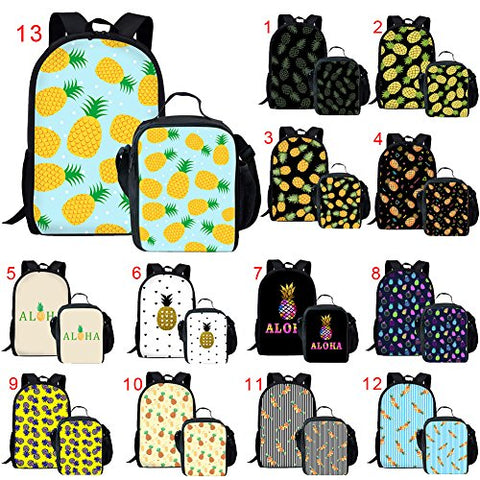 Bigcardesigns Black White Stripes Pineapple School Bag for Kifs Outdoor Casual Bagpack