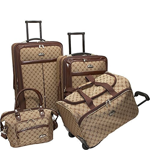 American Flyer AF Signature 4-Piece Luggage Set - chocolate gold